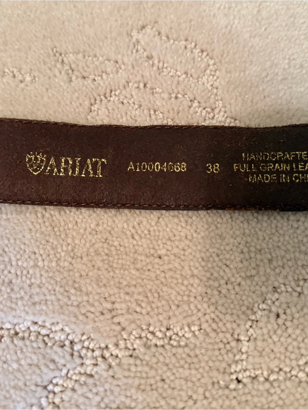 Ariat Brown Full-Grain Leather Western Belt – Size 38